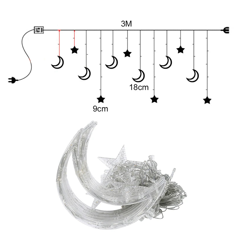 ستارة أضواء النجوم والقمر الرمضانية